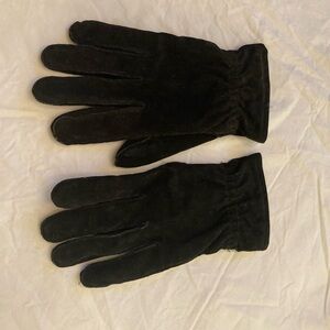Black suede gloves large cloth lined unisex